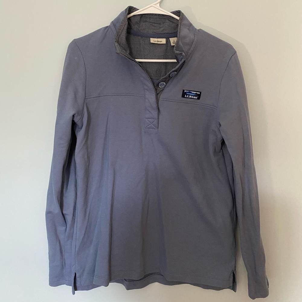 L.L. Bean Henley Slate Blue Long Sleeve Top